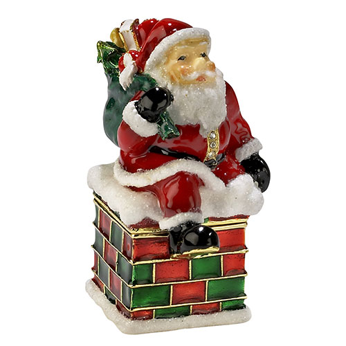 Santa On Chimney Hinged Box - Click Image to Close