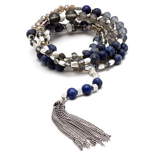 Silver/Blue Convertible Tassel Necklace - Click Image to Close