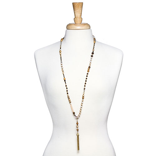 Gold/Brown Convertible Tassel Necklace - Click Image to Close
