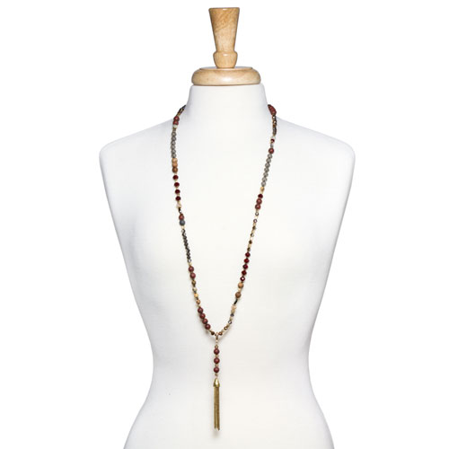 Gold/Red Convertible Tassel Necklace - Click Image to Close