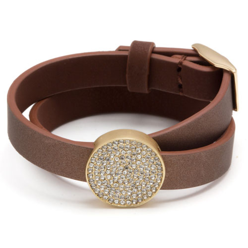 Brown Reversible Pavé Wrap Bracelet - Click Image to Close