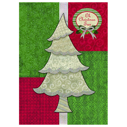 Patterned Tree Handmade/Embellished Card - Click Image to Close