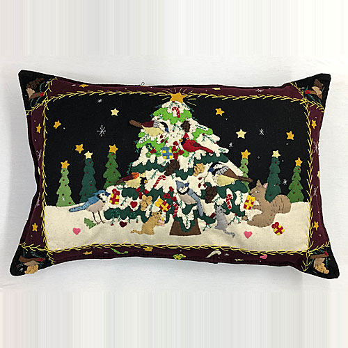 Woodland Christmas Tree Pillow - Click Image to Close