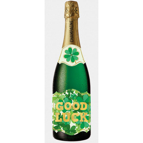 Four Leaf Clover Champagne Bottle Card - Click Image to Close