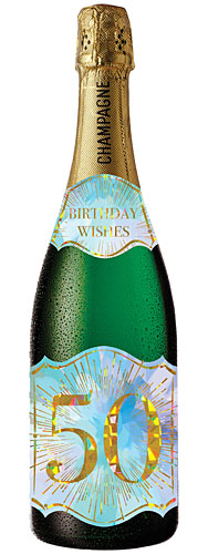 50th Champagne Bottle Card (Abstract) - Click Image to Close