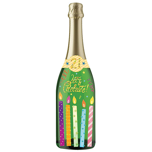 21st Birthday Champagne Bottle Card - Click Image to Close