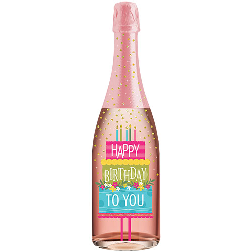 Birthday Cake Champagne Bottle Card - Click Image to Close