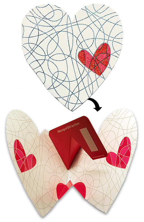 White Heart Pop-Up Gift Card Holder - Click Image to Close