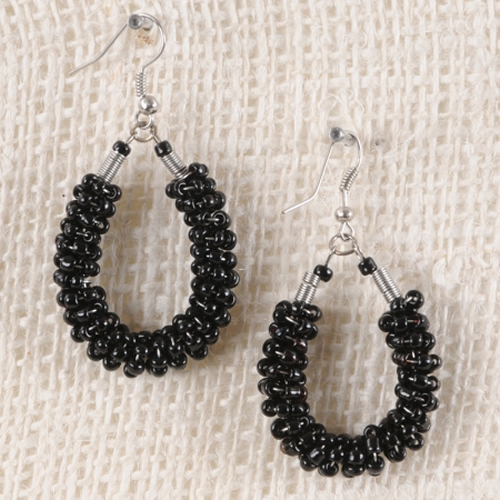 Loop Earrings (Black) - Click Image to Close