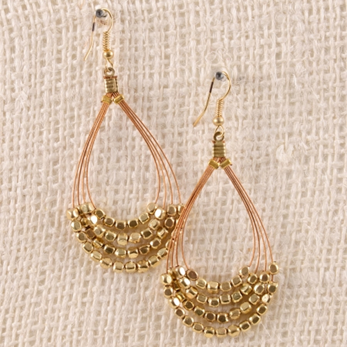 Elle Tear Drop Metalic Earrings (Gold) - Click Image to Close
