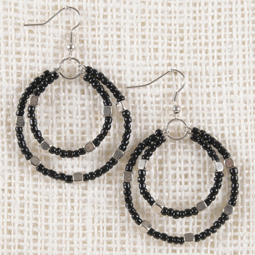 Silver Bits Earrings (Black) - Click Image to Close