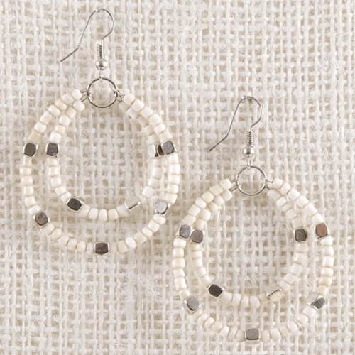 Silver Bits Earrings (Cream) - Click Image to Close