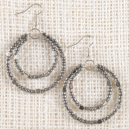 Silver Bits Earrings (Grey) - Click Image to Close