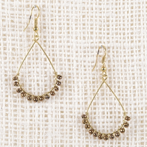 Hana Oval Loop Earrings (Bronze) - Click Image to Close