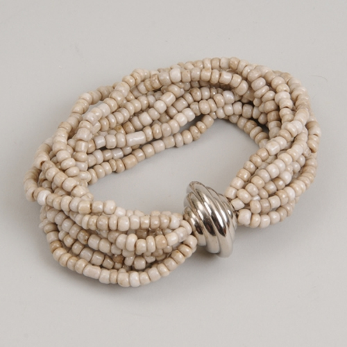 Silver & Bold Bead Bracelet (Cream) - Click Image to Close