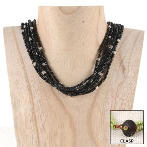 Silver Bits Necklace (Black) - Click Image to Close