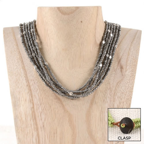 Silver Bits Necklace (Grey) - Click Image to Close