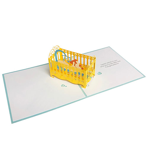 Baby Cradle Card (Blue) - Click Image to Close