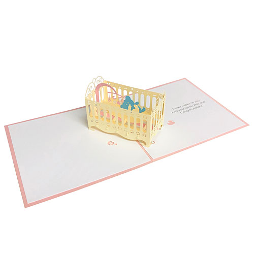 Baby Cradle Card (Pink) - Click Image to Close