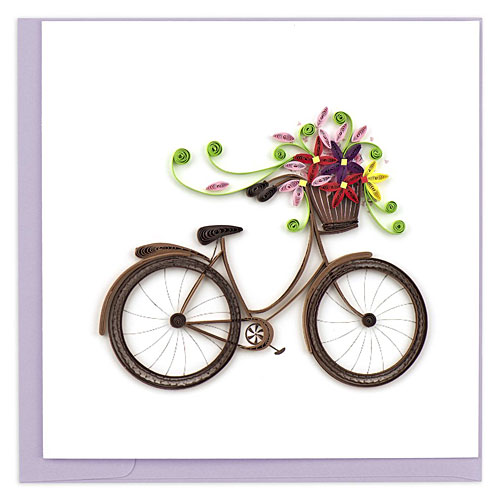 Bicycle With Flower Basket Card - Click Image to Close