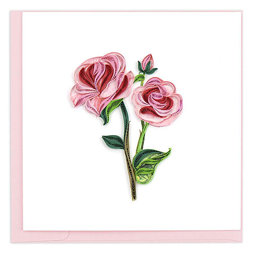 Long Stem Pink Roses Card - Click Image to Close