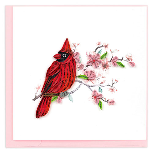 Cardinal & Cherry Blossom Card - Click Image to Close