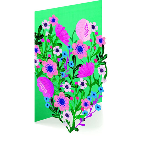 Bright Flowers Heart Card - Click Image to Close