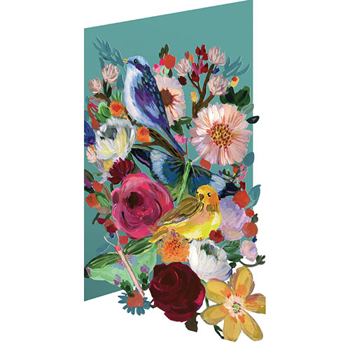 Birds & Flowers Bright Card - Click Image to Close