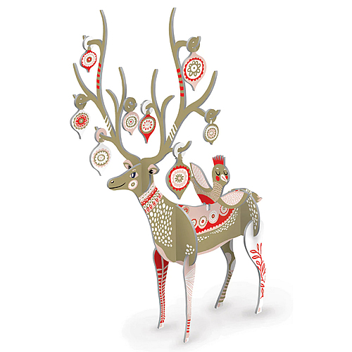 Folksy Reindeer 3-D Decoration (Large) - Click Image to Close