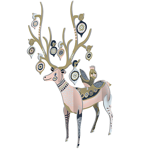 Folksy Reindeer 3-D Decoration (Small) - Click Image to Close