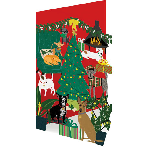Dogs & Christmas Tree Lasercut Card - Click Image to Close
