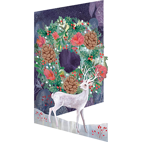 Silver Stag With Wreath Card - Click Image to Close