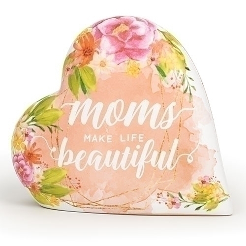 "Moms Make Life Beautiful" Love Note Music Box Heart - Click Image to Close