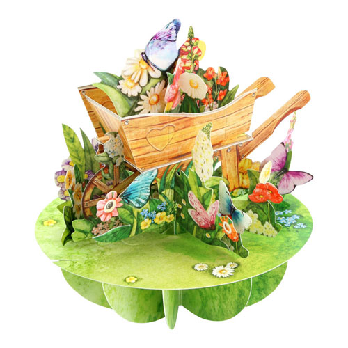 Wheelbarrow Of Flowers Card - Click Image to Close