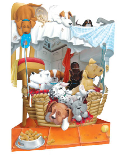 Puppies in Kitchen Card - Click Image to Close