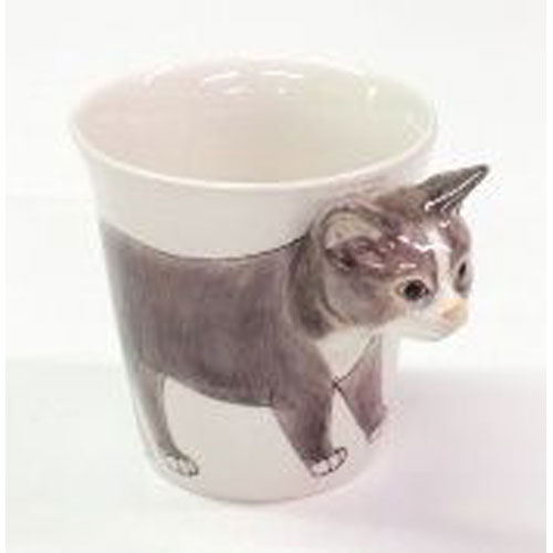 Grey & White Cat Mug - Click Image to Close