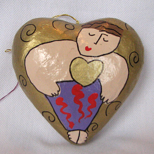 Gold Heart (Paper Mache) - Click Image to Close