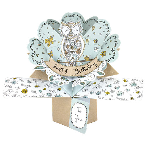 Owl On A Branch Birthday Card - Click Image to Close