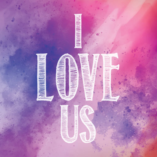 I Love Us (Pink & Purple) Greeting Card - Click Image to Close