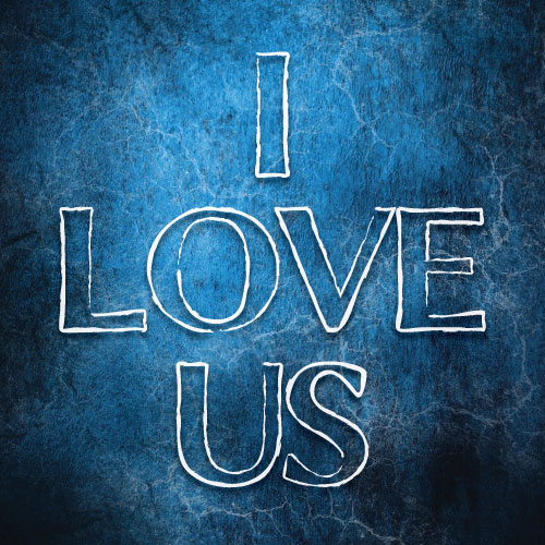 I Love Us (Blue) Greeting Card - Click Image to Close
