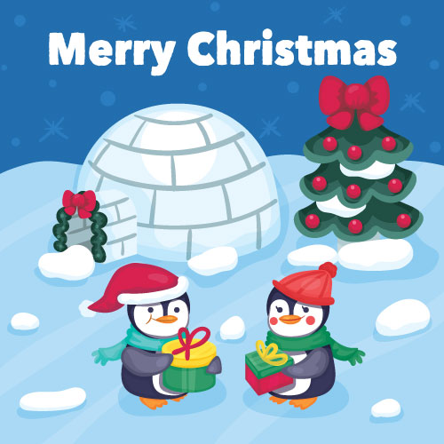 Igloo Penguins Greeting Card - Click Image to Close