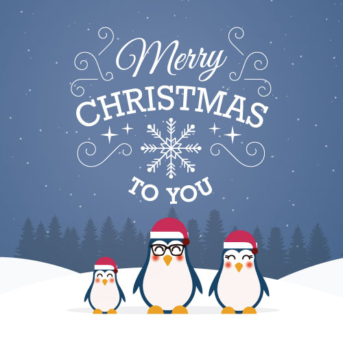 Merry Christmas Penguins Greeting Card - Click Image to Close