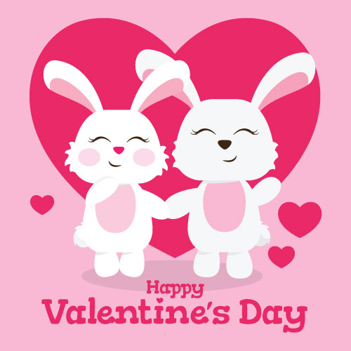 Happy Valentine's Day (Two Bunnies) Greeting Card - Click Image to Close