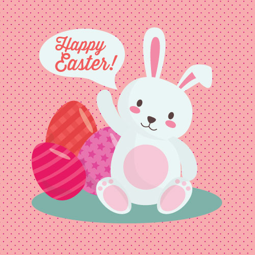 Pink Easter Bunny Greeting Card - Click Image to Close