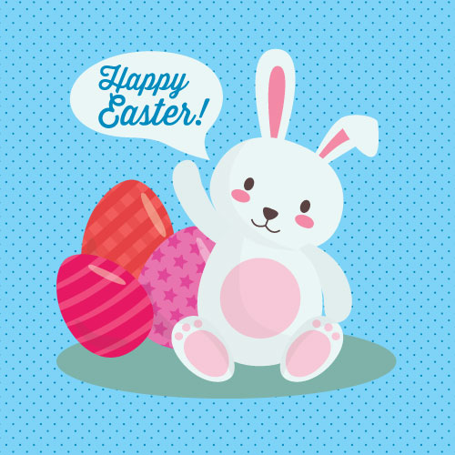 Blue Easter Bunny Greeting Card - Click Image to Close
