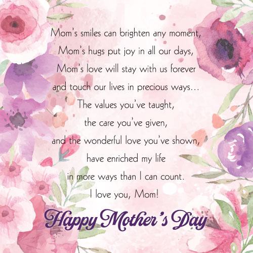 Happy Mother's Day With Verse Card - Click Image to Close