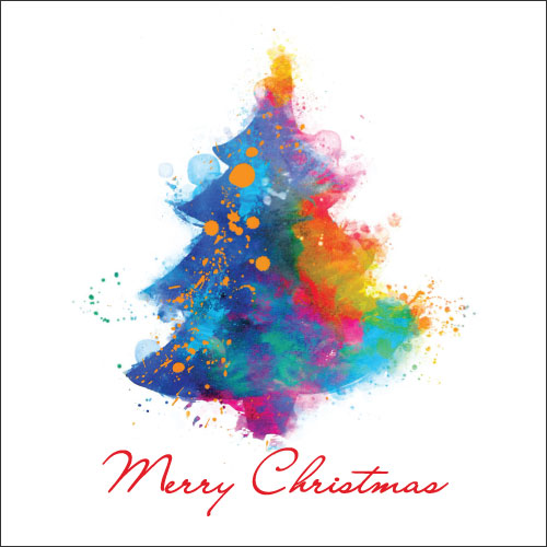 Merry Christmas Card (Watercolor Trees) - Click Image to Close