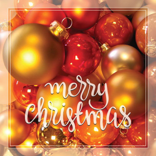 Merry Christmas Card (Gold Ornaments) - Click Image to Close