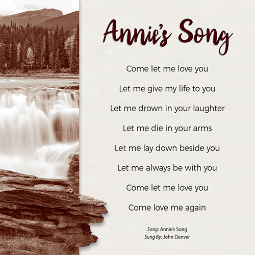 Annie's Song Card - Click Image to Close