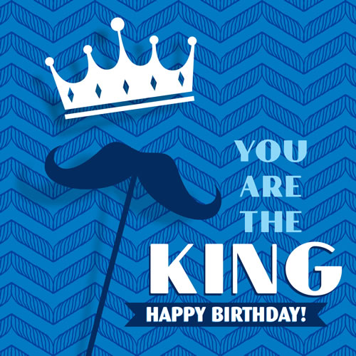 Crown & Mustache Birthday Card - Click Image to Close